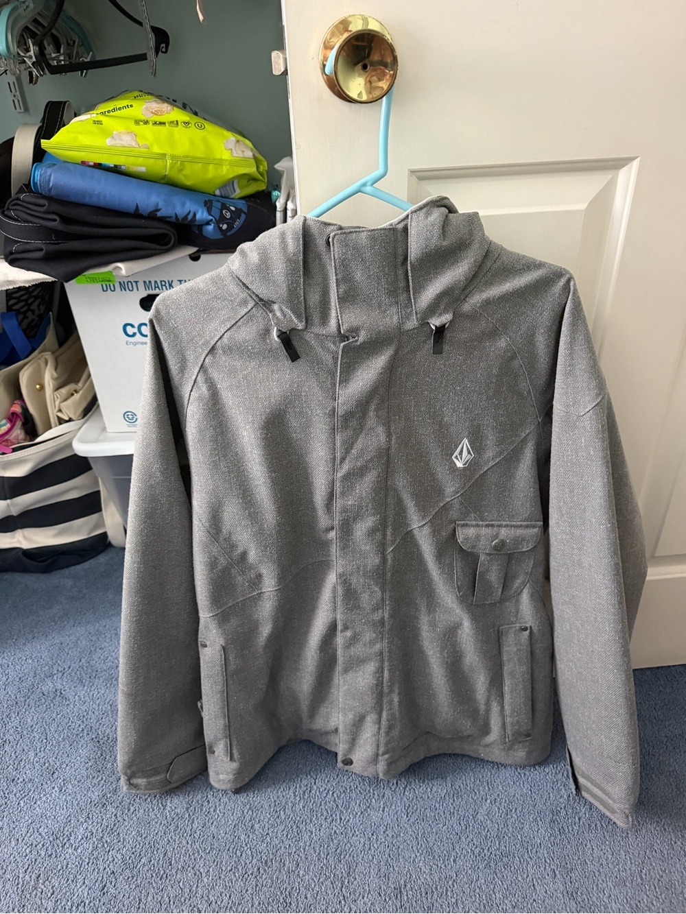 Volcom Men's Gray Hooded Snowboard Jacket